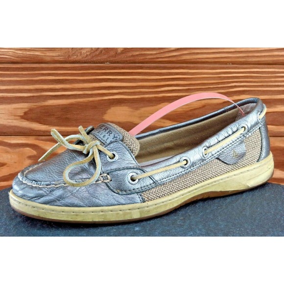 Sperry Top-Sider Size 8 M Silver Round Toe‎ Boat Shoe Leather Women - Picture 1 of 7